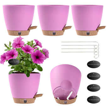 Fielda 6 Inch Small Self Watering Pots for Indoor Outdoor Plants,5-Pack