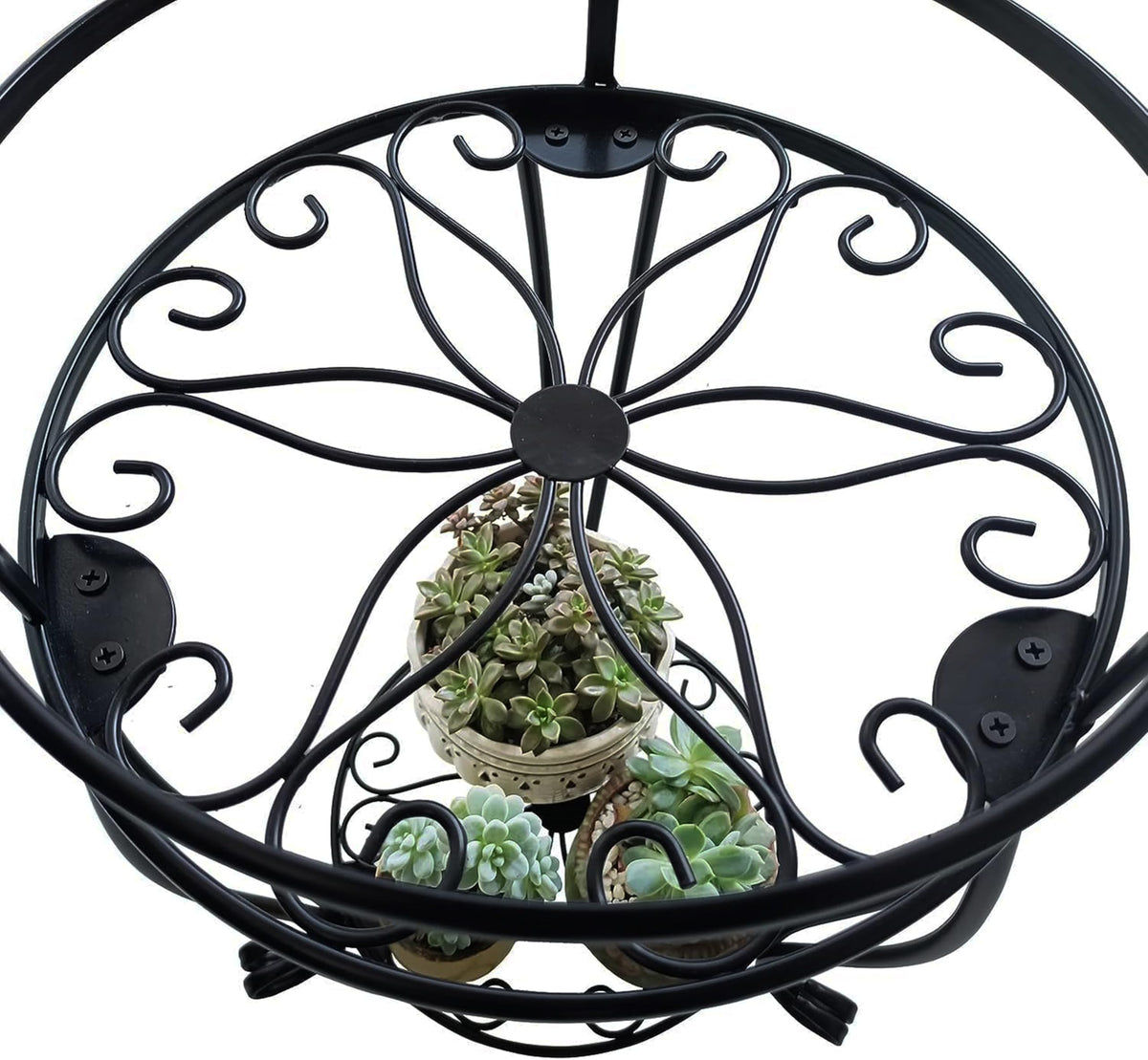 CASIMR 2 Tier Plant Stand, 26.8 inch Tall Metal Potted Holder Rack,Indoor Outdoor Multiple Flower Pot Shelf Rustproof Iron Garden Container for Garden Patio Living Room Corner Balcony, Black
