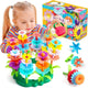 FUNZBO Flower Garden Building Toys Set - Christmas Birthday Gifts for Age 2 3 4 5 6 Years Old Girls, STEM Montessori Educational Toy for Toddler Kids, Sorting & Stacking Spring Gardening Set