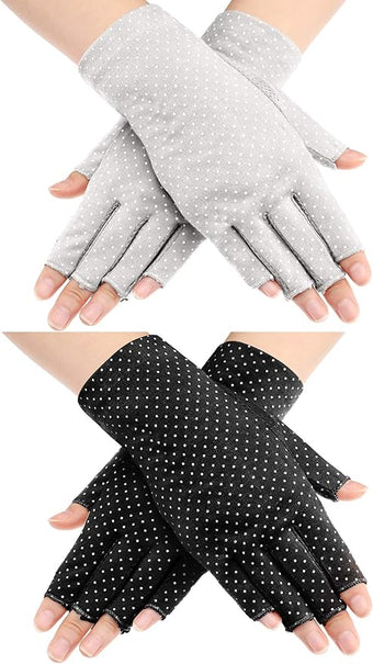 Maxdot Sun Gloves for Women UV Protection Fingerless Non Slip Sunscreen Driving Gloves for Summer Outdoor