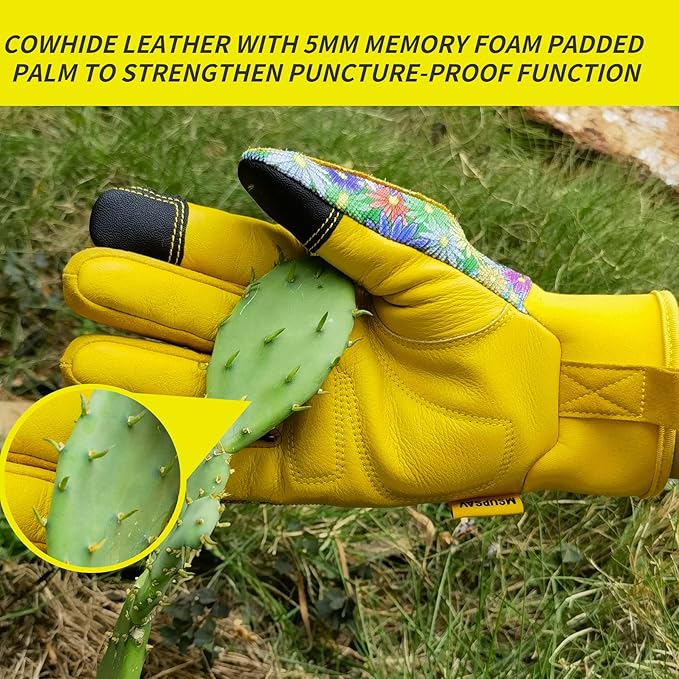 Thorn Proof&Puncture Resistant Gardening Gloves with Grip,Garden Glove for Women, Leather Yard Work Gifts
