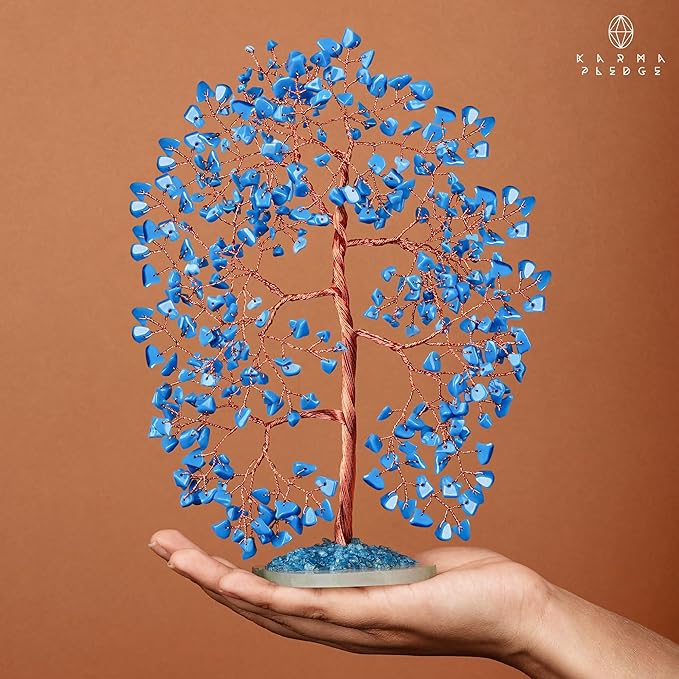 Crystal Trees for Home and Office Decoration, Turquoise Chakra Healing Crystals Feng Shui Handmade Trees for Positive Energy, Money, Good Luck, Christmas Decor, Birthday Gifts for Women, Mom