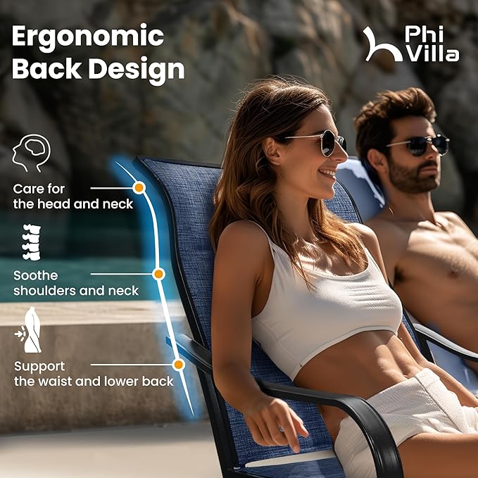PHI VILLA 9 Pcs Outdoor Patio Dining Set, 8 Outdoor Padded Swivel Dining Chairs and Large Square Metal Dining Table, Outside Table and Chair Furniture Dining Set for 8 Person (Blue)