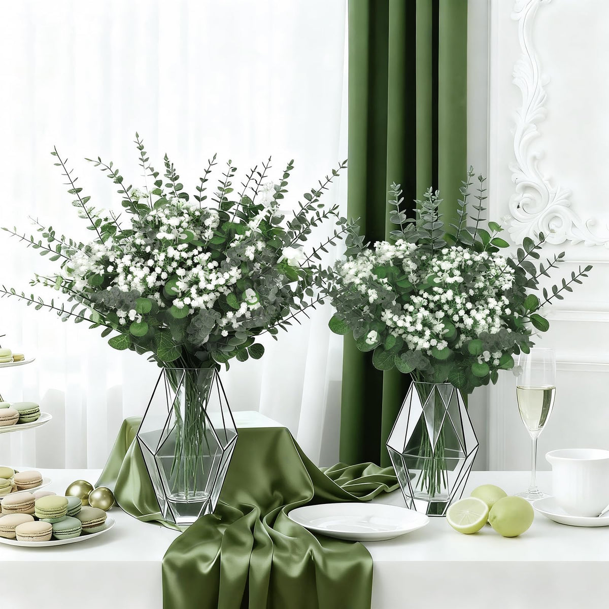 Suaycy 110pcs Mixed Greenery Artificial Eucalyptus Stems & Baby's Breath
