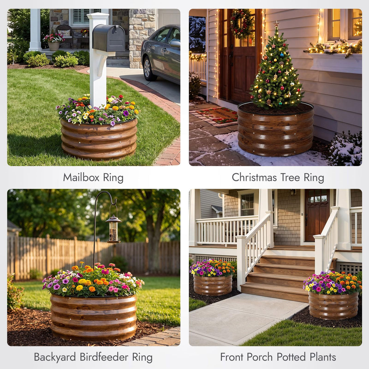 INNO STAGE 3 Pcs Round Galvanized Raised Garden Beds,2x2x1ft Grain