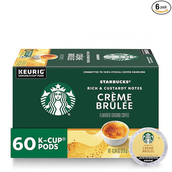 Starbucks K-Cup Coffee Pods, Flavored Hot or Iced Coffee, Crème Brûlée, 60 Keurig Pods