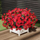 Artificial Outdoor Flowers 16 Bundles Fake Morning Glory Flower Outdoor UV Resistant Plastic Faux Flowers Plants for Decoration Indoor Outdoor Hanging Window Box Planter Home Porch Decor (Red)