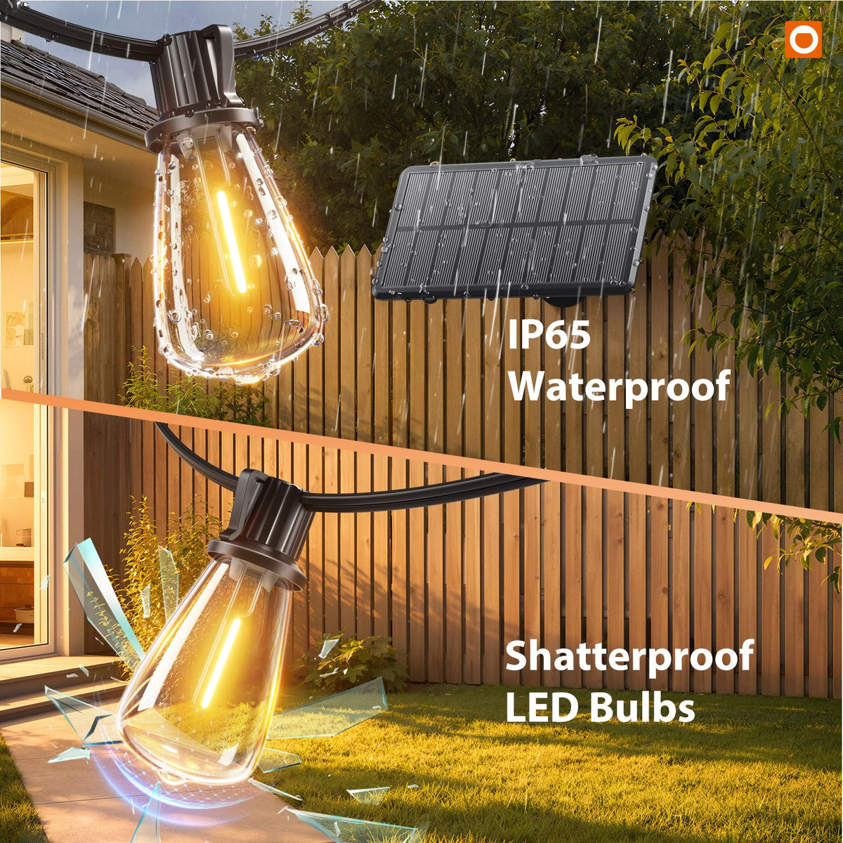 addlon 72FT Solar String Lights Outdoor, Waterproof Dimmable 24+2 LED