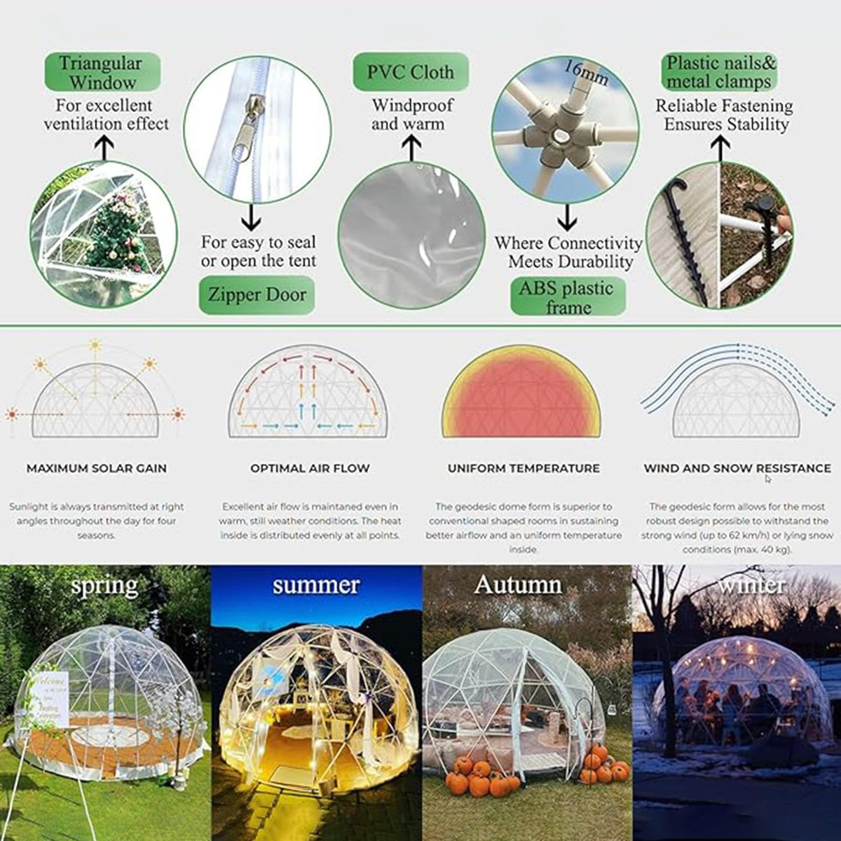 3.6M/12FT Bubble Tent Transparent Pop up Tent Camping Canopy Shelter Dome Greenhouse for Beach Party Outdoor