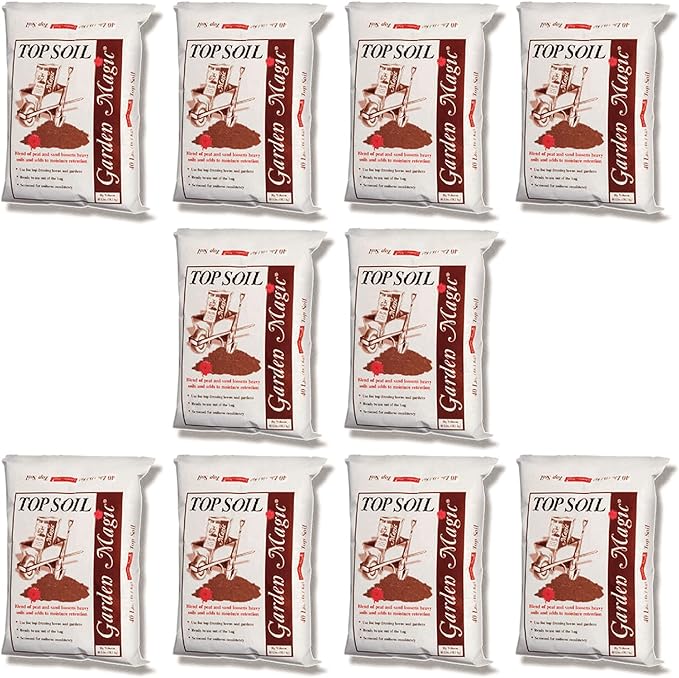 Michigan Peat Garden Magic Indoor and Outdoor Organic Planting Potting Top Soil Blend Mix, 40 Pound Bag (10 Pack)