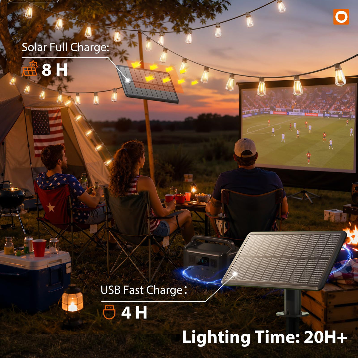 addlon 72FT Solar String Lights Outdoor, Waterproof Dimmable 24+2 LED