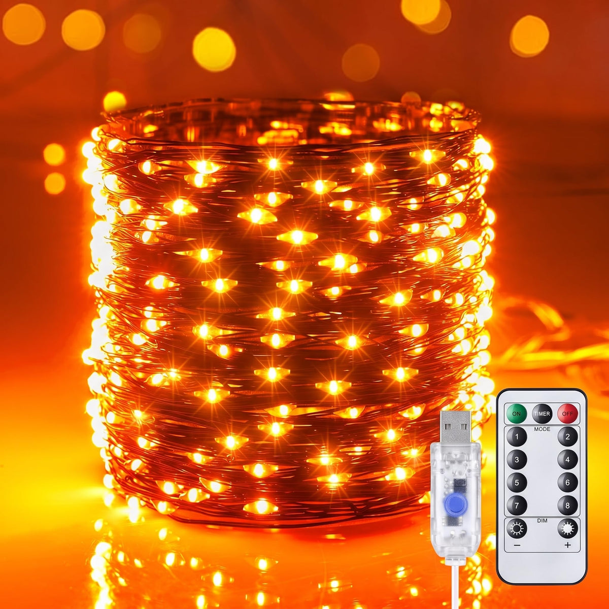 Minetom Halloween Fairy Lights Plug in, 33ft 100LED Twinkle String Lights