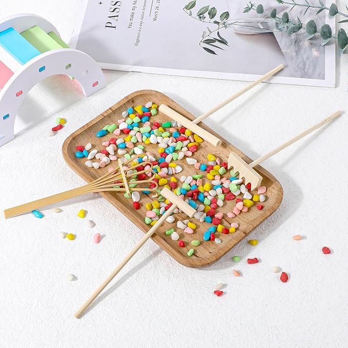 4 Pack Miniature Tabletop Rock Sand Zen Garden Accessories, Mini Zen Garden Rake Tools, Zen Sand Garden Rake Set, Small Rakes for Garden Beds, Mini Sand Stamp Rakes for Home Gift Garden Decor