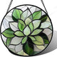 Stained Glass Window Hanging - Ireland Green Plants Suncatcher for Doors Garden Succulent Sun Catchers Decor Mother's St. Patrick's Day Birthday for Women Men Mom Nana 11.8 in