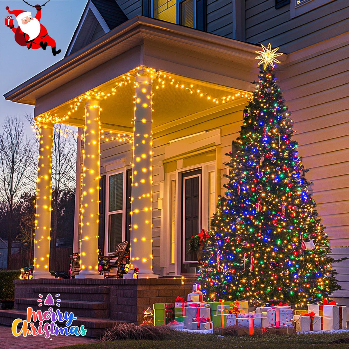JMEXSUSS 200 LED Warm White & Multicolor Color Changing String Lights