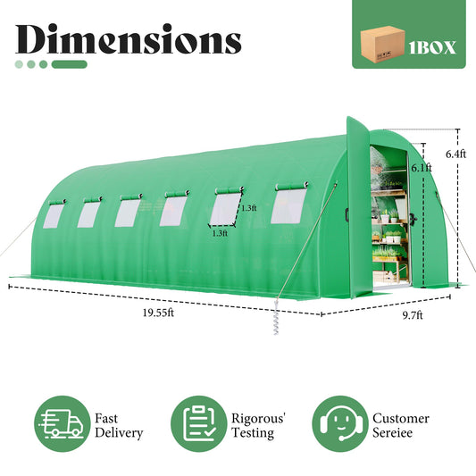 AMERLIFE 20x10 FT Walk-in Tunnel Greenhouse Cover (Frame NOT Included)