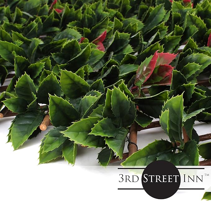3rd Street Inn™ Leaf Trellis - Bamboo Greenery Panel - Boxwood and Ivy Privacy Fence Substitute - DIY Flexible Fencing (1, Red Tipped Photinia)