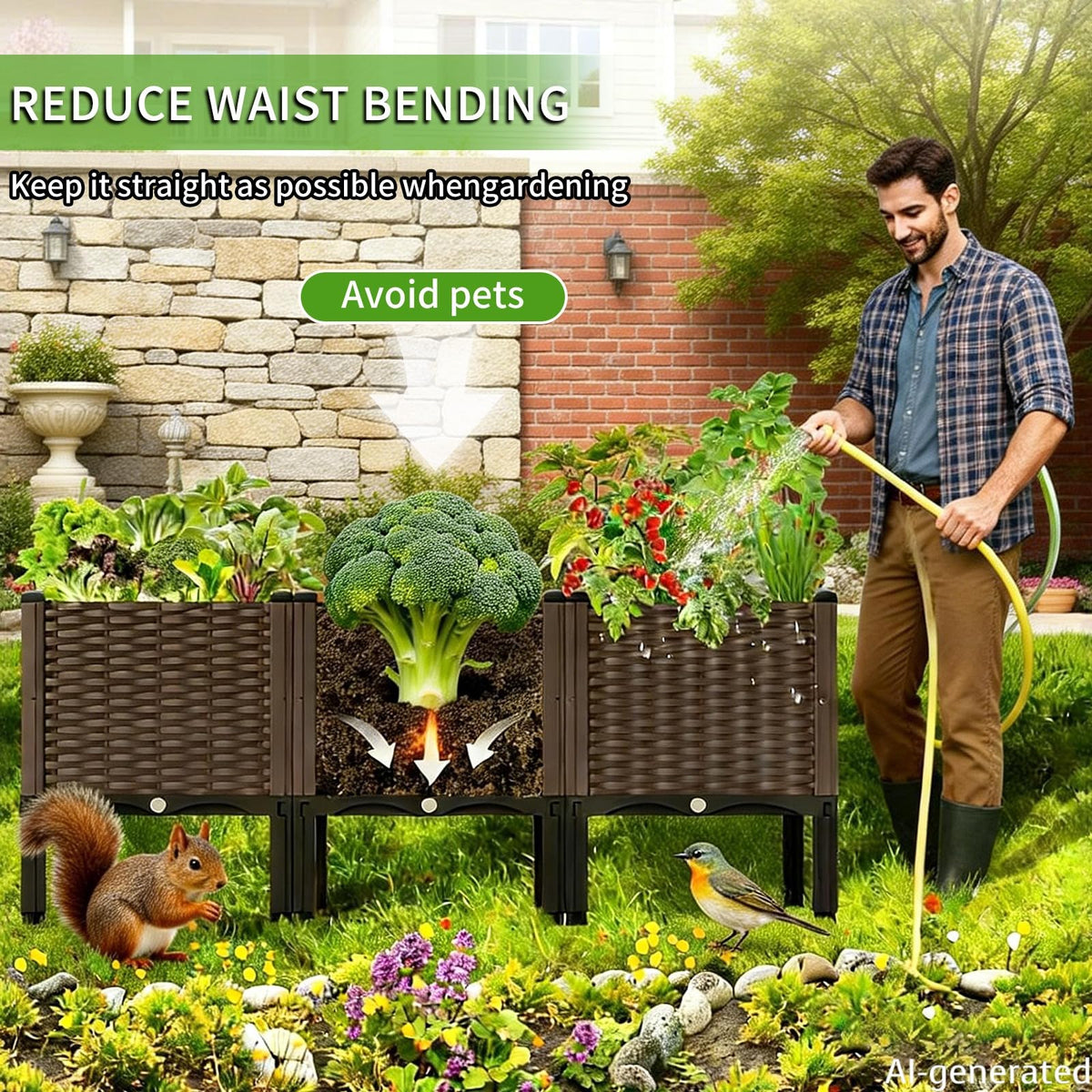 DYNAAGE Large Elevated Garden Planter, Raised Bed for Vegetables & Flowers