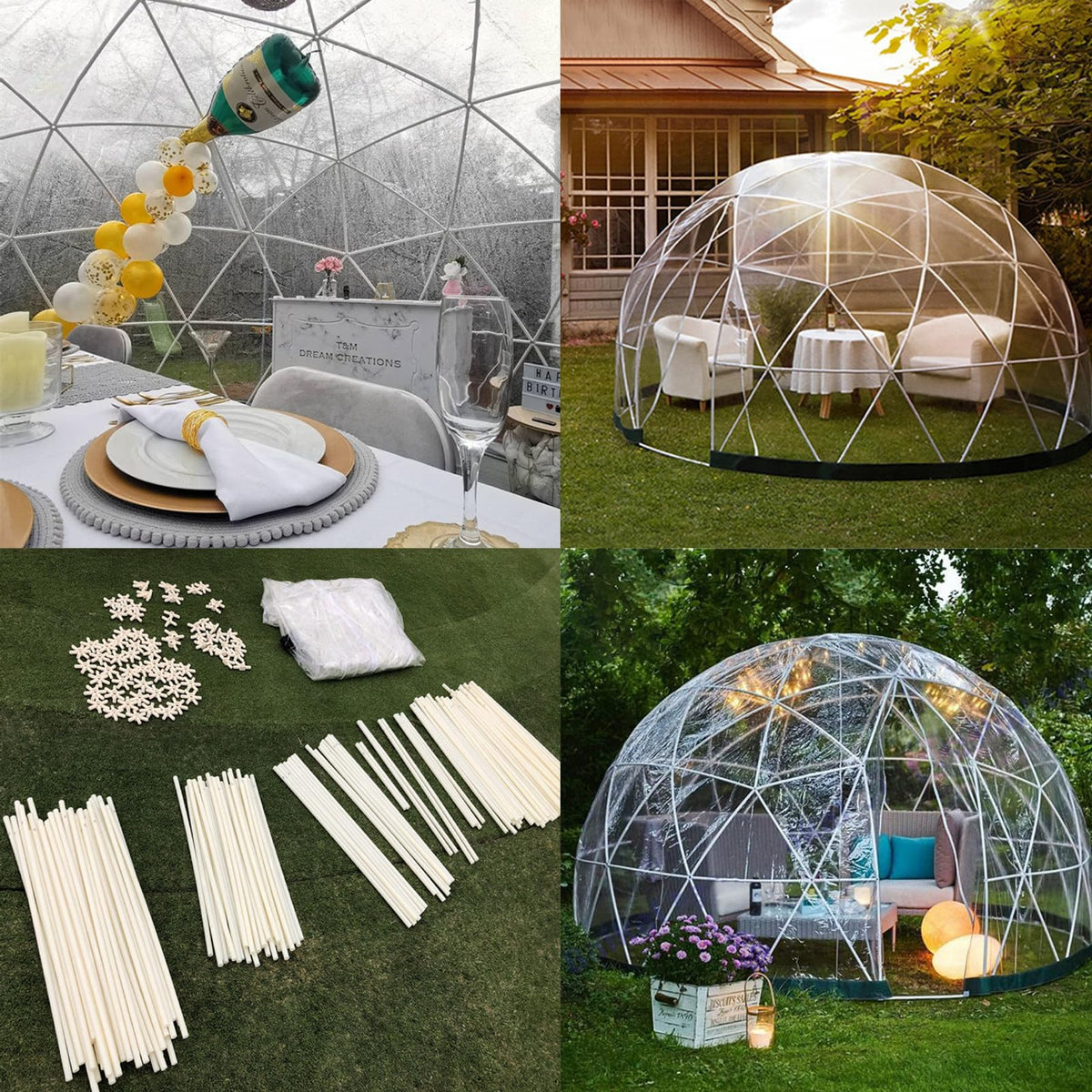 3.6M/12FT Bubble Tent Transparent Pop up Tent Camping Canopy Shelter Dome Greenhouse for Beach Party Outdoor