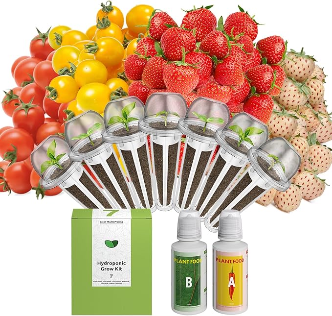 inbloom Fruit Seed Pod Kit for AeroGarden, Ahopegarden Hydroponics Growing System, 7-Pods (350 Seeds+, Include Red Cherry Tomato, Golden Cherry Tomato, White Strawberry, and Red Strawberry)