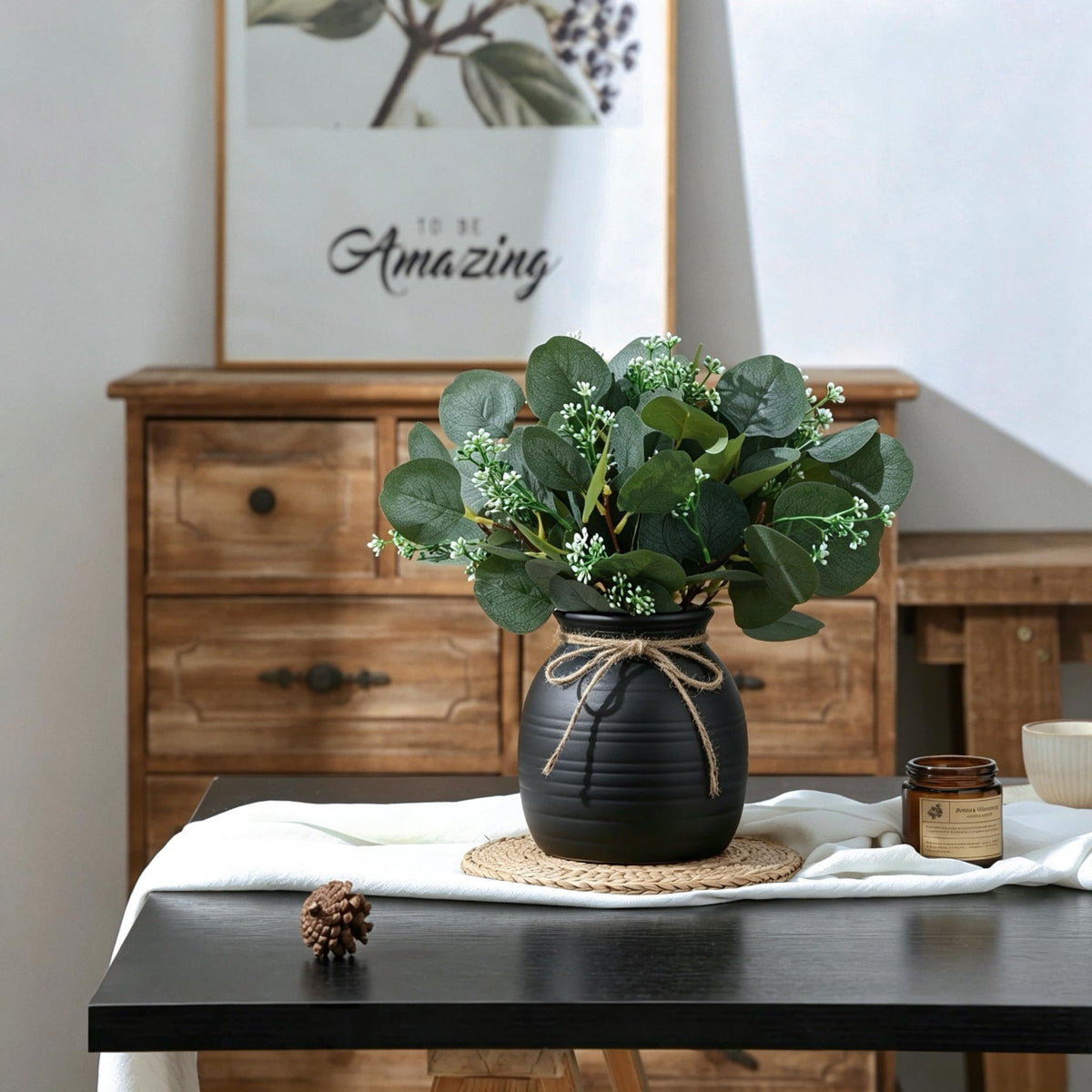 20pcs Artificial Eucalyptus Plants in Vase for Modern Farmhouse Home Decor