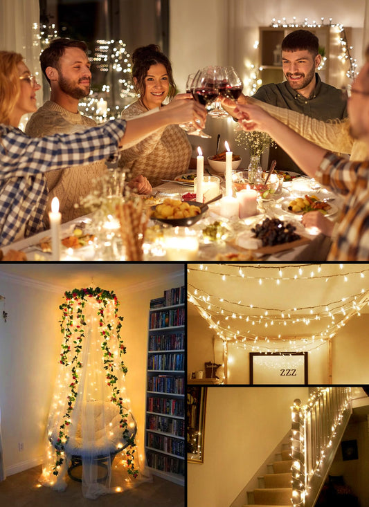 Brightown Warm White Battery 4 Pack Operated Christmas String Lights