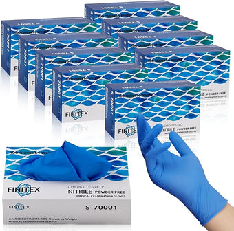 FINITEX Nitrile Disposable Medical Exam Gloves 4 mil Powder-free Latex-Free 100 PCS Examination Home Cleaning Food Gloves