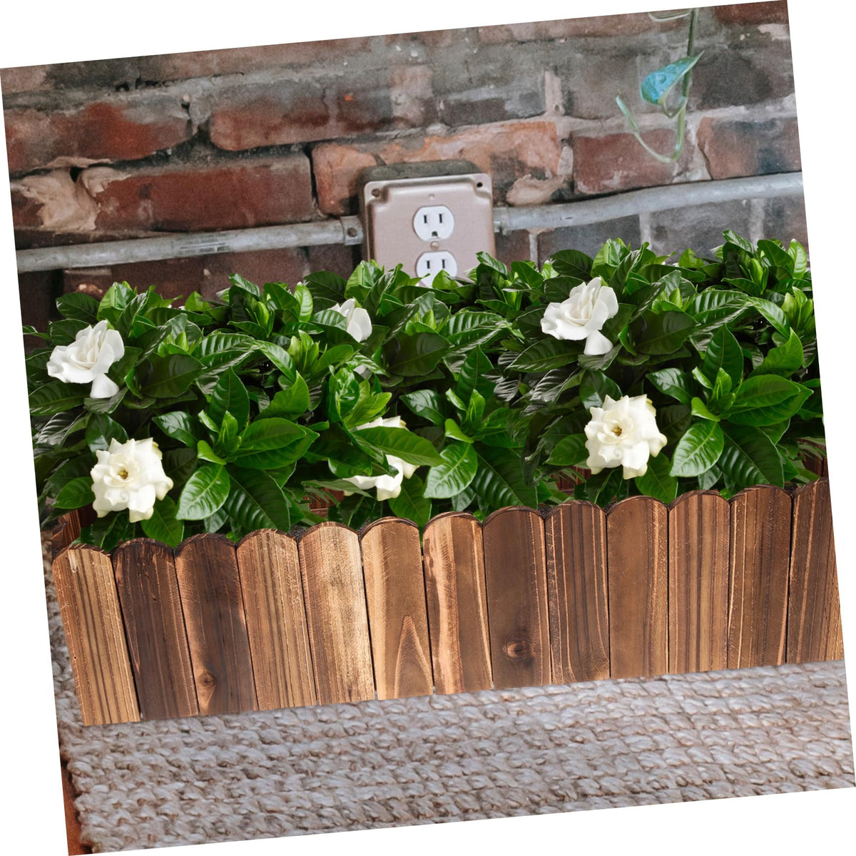 Gogogmee Rustic Wooden Flower Planter Box 19.37X5.11X3.54In Anti-Rotten Wood Pot for Indoor Balcony Window Sill Decorative Fake Flower Holder with Foam Block