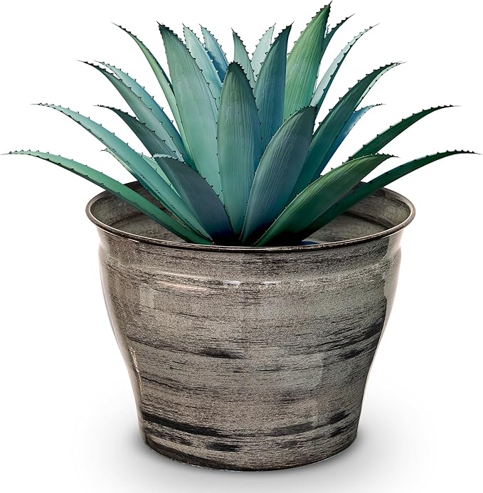 Headwind Glazed Ironstone Vanhorne Collection – 14" Luna Brown Decorative Plant Pot – Lightweight & Triple Coated w/Drainage Flower Pots for Indoor Plants & Outdoor Planter Use by Robert Allen