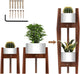 ROCCA 2-Tier Adjustable Width 8" to 12" Stackable Bamboo Tall Plant Stand Indoor, Corner Wood Plant Stand, Wooden Plants Holder, Plants Stands Indoor, Modern Pedestal Tables for Multiple Pots