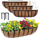 DUNCHATY Railing Planter Window Box - 4 Pack 24" Horse Trough Planter with Coco Fiber Liner - Deck Balcony Rail Planter for Porch Fence Patio Outdoor