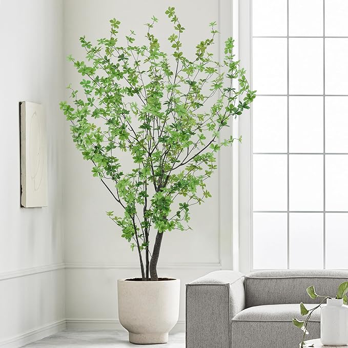 Artificial Enkianthus Tree 8ft Tall Faux Tree with Large Trunks and Realistic Leaves, Fake Enkianthus Tree Floor Potted Artificial Plants for Home Office Living Room Indoor Decor (8feet,1Pack)