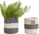 Jute Planter Basket-Woven Jute Rope Covers for Decorating Indoor/Outdoor Succulents, Small Plant Pots-Set of 2-Multi-Purpose Storage Bins 6.5 Inches - Modern Style Décor - Gray & White