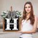 Ultra Large 14'' Last Name All Year Round Front Door Wreath with 26 Initial Letter Welcome Sign All Seasons Eucalyptus Garland and Bow Wreaths for Front Door Porch Farmhouse Decoration (H)