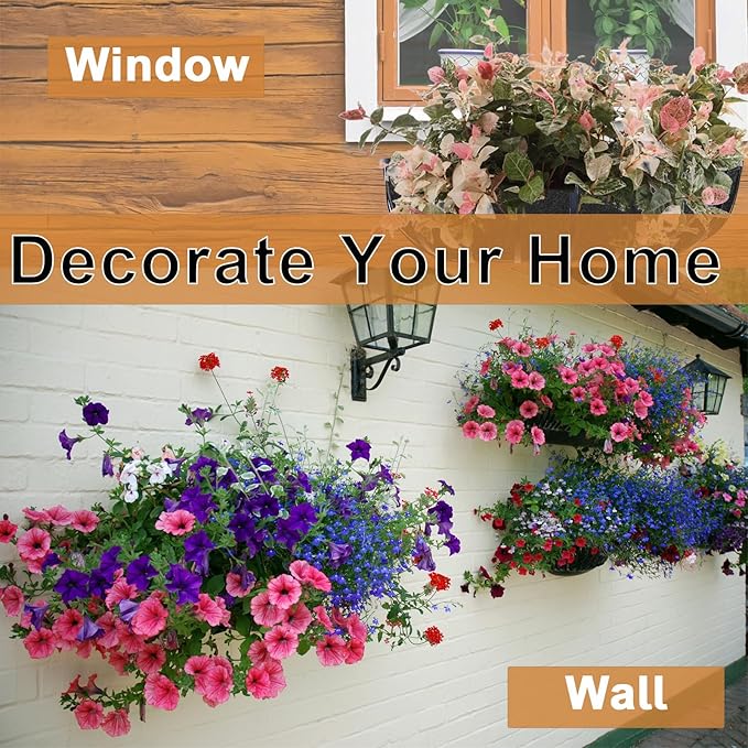 2-Pack 36in Planter Liners - Breathable Felt Hanging Basket and Window Box Liners - Prevent Root Suffocation and Bird Damage - Black