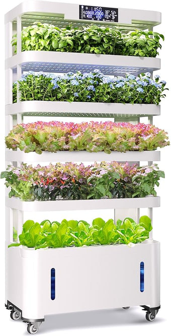 Large Hydroponics Growing System, 148-Pod Vertical Indoor Garden, Hydroponic Tower with Full-Spectrum Grow Lights, Ultra-Quiet Pump, Dual Water Tanks, 30-Day Self-Managed for Home & Commercial