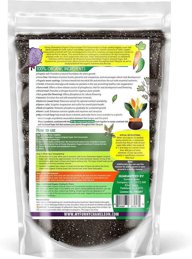 Organic Original Super Soil Concentrate with Mycorrhizae – Living Soil Boosts Roots & Buds for Seeds & Clones - Indoor & Outdoor Growing - Mix 1:4 with Topsoil Potting Soil (2 quarts)