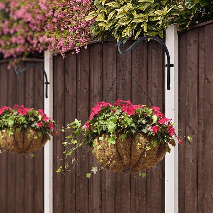 AJART Hanging Plant Hanger Outdoor - 12-inch Black Bird Feeder Wall Hooks - Plant Hooks for Hanging Flower Baskets on Garden, Balcony, Fence - Best Choice for Home Garden Enthusiasts