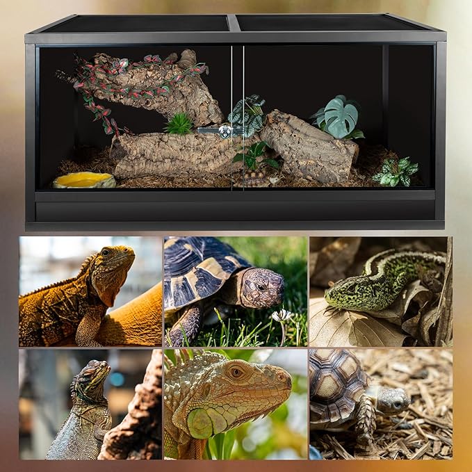 REPTI ZOO Reptile Enclosure 48x24x24 inch, 4x2x2 120 Gallon Bearded Dragon Tank, Reptile Terrarium for Ball Python Snake Gecko Turtle, Light Weight Wooden Habitat Cage