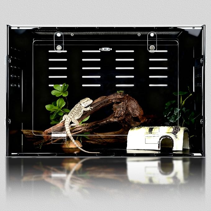 10 Gallon Reptile Tank – Reptile Enclosure for Leopard Geckos, Snakes & Bearded Dragons – Lizard Tank, Hermit Crab & Gecko Habitat