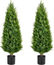 Artificial Topiary Tree 2-Set - 4 Feet Tall UV Protected Faux Cedar Pines - Outdoor & Indoor Decor - Heavy Duty Pots - Realistic Fake Tree - Artificial Plants Outdoor