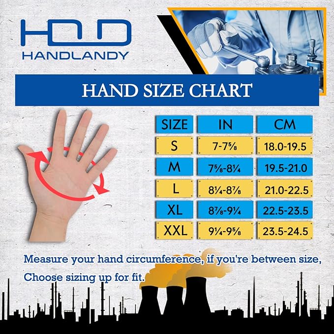 HANDLANDY Work Gloves for Men & Women, Utility Mechanic Working Gloves Touch Screen, Flexible Yard Work Gloves