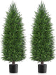 AOKIIE 6FT Artificial Topiary Cedar Plants Outdoor, Faux Pine Trees UV Resistant and Potted, 72 Inch Tall Fake Shrubs Evergreen for Front Porch Decor Set of 2