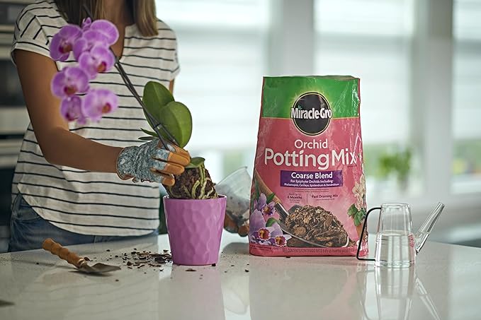 Miracle-Gro Orchid Potting Mix Coarse Blend, For Indoor or Outdoor Container Plants, Feeds for up to 6 Months, 8 qt., 3-Pack
