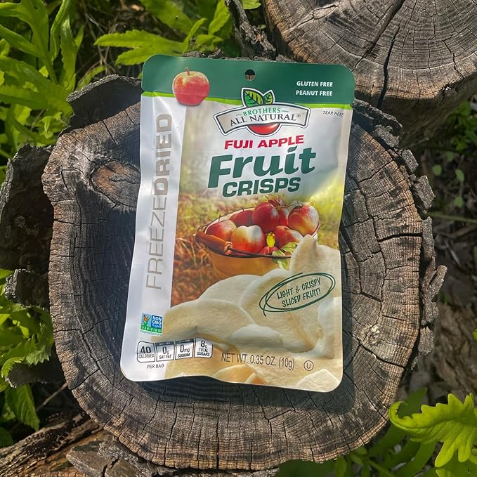 Brothers All Natural Freeze Dried Fruit Crisps, Fuji Apple, 0.35 Oz (Pack of 24), Made with 100% Fruit, Gluten Free, Soy Free, Vegan, Healthy Snack, Lunch Box Ready