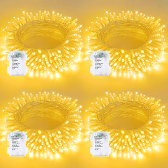 4 Pack 200 LED Battery Operated String Lights, 8 Modes Twinkle Fairy Lights