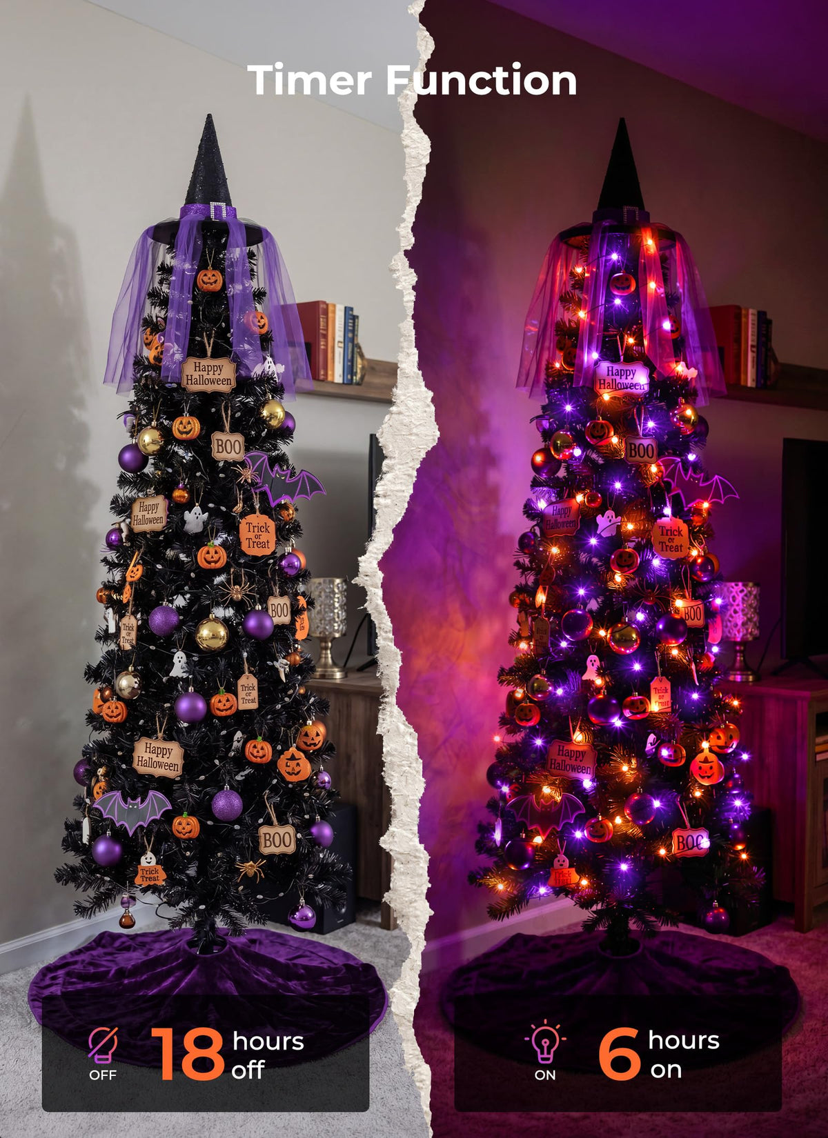 Minetom Halloween Fairy Lights Plug in, 33ft 100LED Twinkle String Lights