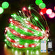 LAMPHOME Fairy Lights Plug in, 33Ft 100 LEDs Waterproof Twinkle Firefly Lights, Adaptor Included, Starry String Lights for Wedding Indoor Outdoor Christmas Patio Garden Decoration, Red and Green