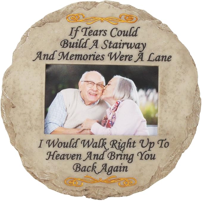 Spoontiques - Garden Décor - If Tears Could Build A Stairway with Picture Memorial Stepping Stone - Decorative Stone for Garden