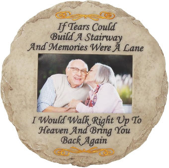 Spoontiques - Garden Décor - If Tears Could Build A Stairway with Picture Memorial Stepping Stone - Decorative Stone for Garden